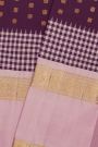 Kancheepuram Silk Wine Saree With Floral Buttis Body And Contrast Florals In Gap Border