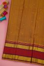 Kancheepuram Silk Light Brown Saree With Tikki Buttis Body And Gap Border