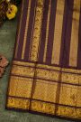 Kancheepuram Silk Mehendi Green Saree With Zari Lines Body And Contrast Florals And Peacocks Border