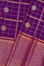 Gadwal Silk Purple Saree With Florals In Zari Checks Body