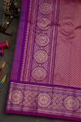 Gadwal Silk Blue Saree With Florals In Zari Checks Body