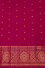 Gadwal Silk Red Saree With Florals And Leaves In Zari Checks Body