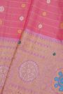 Gadwal Silk Pink Saree With Florals In Zari Checks Body