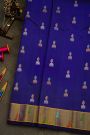 Gadwal Silk Blue Saree With Florals In Jhumka Design Body