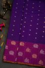 Gadwal Silk Navy Blue Saree With Florals And Leaves In Zari Body