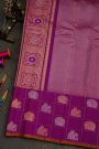Gadwal Silk Navy Blue Saree With Florals And Leaves In Zari Body