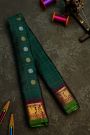 Gadwal Silk Bottle Green Saree With Florals And Leaves In Zari Checks Body