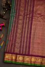 Gadwal Silk Bottle Green Saree With Florals And Leaves In Zari Checks Body