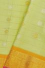 Gadwal Silk Light Yellow Saree With Florals In Zari Checks Body