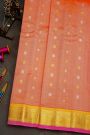 Gadwal Silk Peach Orange Saree With Florals And Leaves In Zari Body