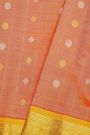 Gadwal Silk Peach Orange Saree With Florals And Leaves In Zari Body