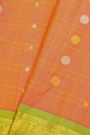 Gadwal Silk Peach Saree With Florals And Leaves In Zari Checks Body