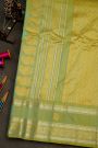 Gadwal Silk Sea Green Saree With Florals And Paisleys In Zari Checks Body
