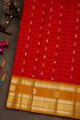 Gadwal Silk Red Saree With Gold And Silver Buttas Rich Mustard Gold Zari Border With Paisley Motifs
