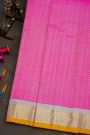Gadwal Silk Pink Saree With Gold Buttas And Zari Border With Traditional Floral Motifs