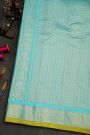 Gadwal Silk Sea Green Saree With Florals And Diamonds In Zari Checks Body
