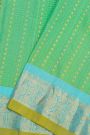 Gadwal Silk Sea Green Saree With Florals And Diamonds In Zari Checks Body