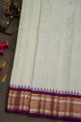 Gadwal Silk Off White Saree With Floral Buttis In Zari Body