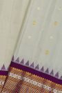Gadwal Silk Off White Saree With Floral Buttis In Zari Body