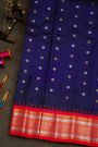 Gadwal Silk Navy Blue Saree With Floral Buttis In Zari Body
