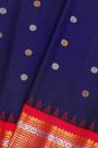 Gadwal Silk Navy Blue Saree With Floral Buttis In Zari Body