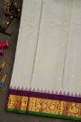 Gadwal Silk Light Grey Saree With Florals And Leaves In Zari Body