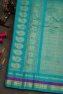 Gadwal Silk Peach Saree With Florals And Peacocks In Zari Checks Body