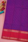 Kancheepuram Silk Purple Saree With Zari Check And Gap Border