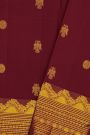 Kancheepuram Silk Dark Maroon Saree With Florals And Birds In Buttis Body
