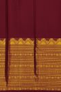 Kancheepuram Silk Dark Maroon Saree With Florals And Birds In Buttis Body