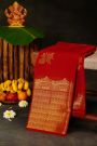 Kancheepuram Silk Red Saree With Dancing Dolls Weaving Body Self Turning Border
