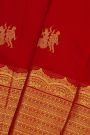 Kancheepuram Silk Red Saree With Dancing Dolls Weaving Body Self Turning Border