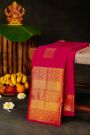Kancheepuram Silk Pink Saree With Chowka Motif Body