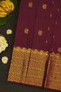Kancheepuram Silk Dark Wine Colour Saree With Zig-Zag Zari Turning Border