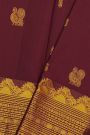 Kancheepuram Silk Dark Wine Colour Saree With Zig-Zag Zari Turning Border