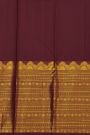 Kancheepuram Silk Dark Wine Colour Saree With Zig-Zag Zari Turning Border
