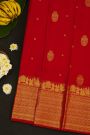 Kancheepuram Silk Red Saree With Florals, Leaf Jaal And Pallaki Border
