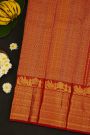Kancheepuram Silk Red Saree With Florals, Leaf Jaal And Pallaki Border