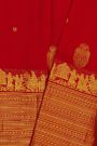 Kancheepuram Silk Red Saree With Florals, Leaf Jaal And Pallaki Border