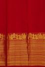 Kancheepuram Silk Red Saree With Florals, Leaf Jaal And Pallaki Border