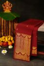 Kancheepuram Silk Maroon Saree With Self Border