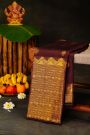 Kancheepuram Silk Wine Saree With Florals And Gandaberunda Buttis Body