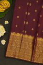Kancheepuram Silk Wine Saree With Florals And Gandaberunda Buttis Body
