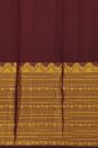 Kancheepuram Silk Wine Saree With Florals And Gandaberunda Buttis Body