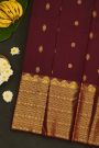 Kancheepuram Silk Dark Wine Colour Saree With Gandaberunda Buttis Body