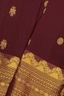 Kancheepuram Silk Dark Wine Colour Saree With Gandaberunda Buttis Body