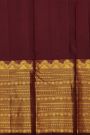 Kancheepuram Silk Dark Wine Colour Saree With Gandaberunda Buttis Body