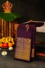 Kancheepuram Silk Dark Wine Saree WIth Sun Flower Weave Border