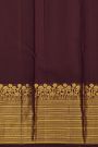 Kancheepuram Silk Dark Wine Saree WIth Sun Flower Weave Border
