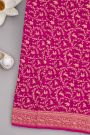 Banarasi Kaddi Georgette Pink Saree With Florals And Leaves Jaal